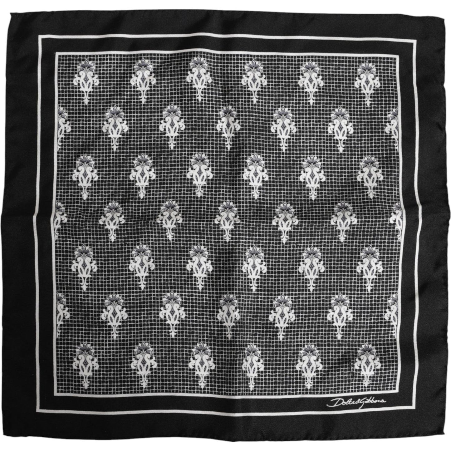 Dolce & Gabbana Black White Printed Square Foulard Scarf