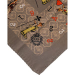 Dolce & Gabbana Brown Silk Printed Square Men Foulard Scarf