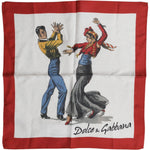 Dolce & Gabbana White Printed Silk Square Men Foulard Scarf