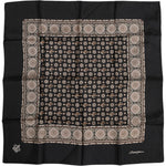 Dolce & Gabbana Black Brown Patterned Square Foulard Scarf