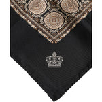 Dolce & Gabbana Black Brown Patterned Square Foulard Scarf