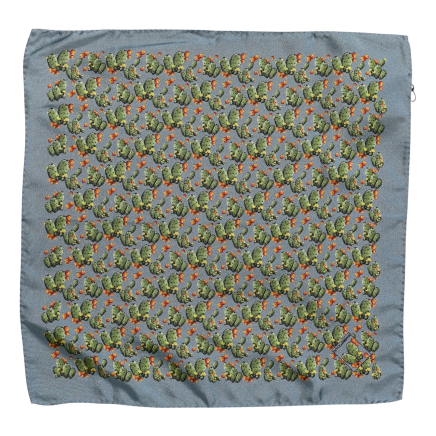 Dolce & Gabbana Gray Green Cactus Print Square Foulard Scarf MS7334