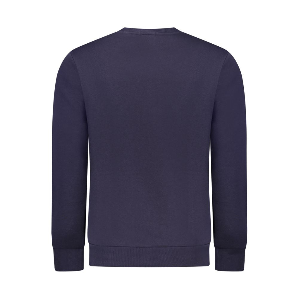 Back view of Rifle Blue Cotton Men Sweater showcasing casual sophistication and comfort in high-quality material, long sleeve design.