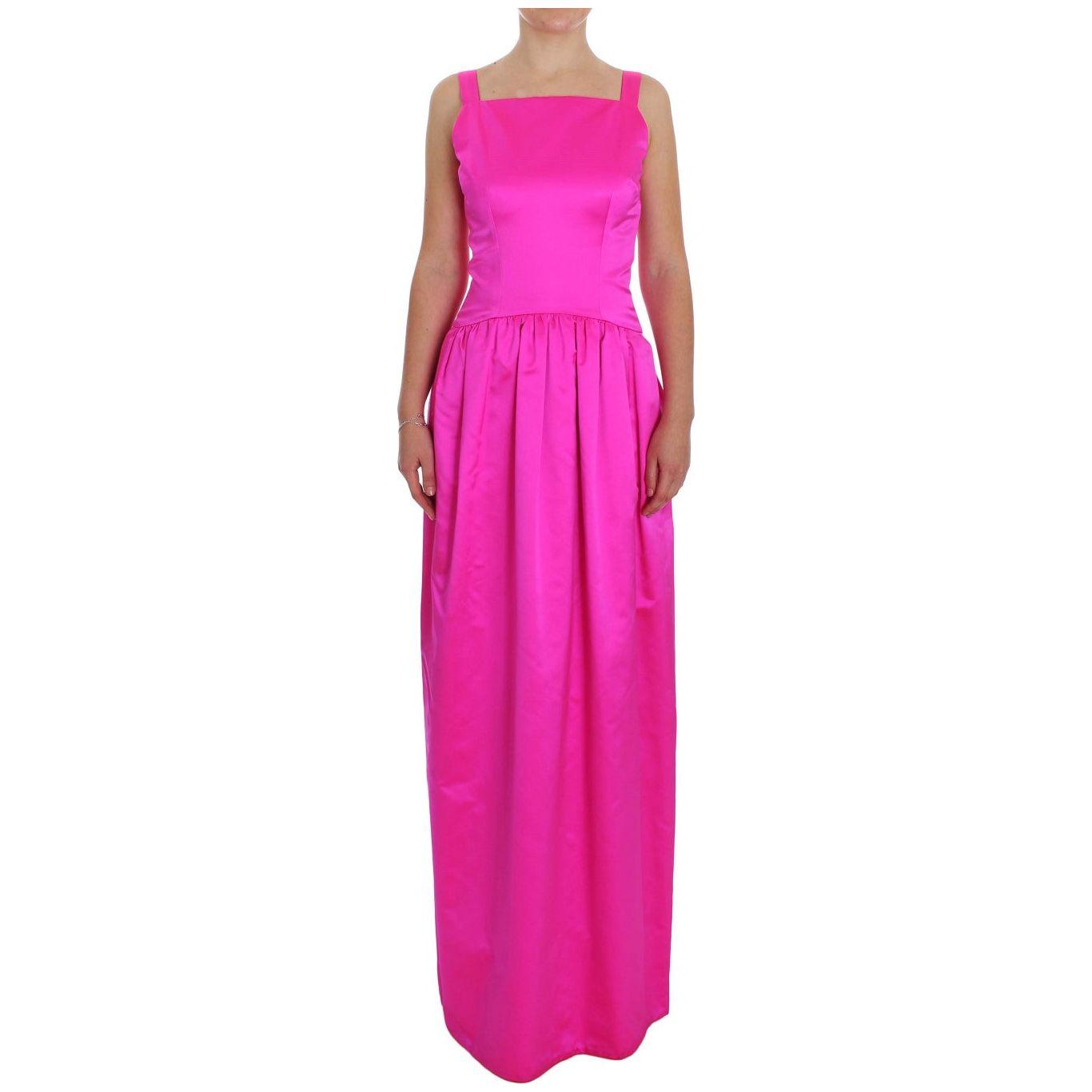 Dolce & Gabbana Elegant Silk Full Length Pink Sheath Dress Dolce & Gabbana Violet Red