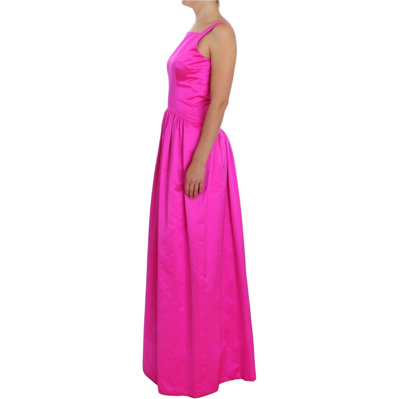 Dolce & Gabbana Elegant Silk Full Length Pink Sheath Dress Dolce & Gabbana Violet Red
