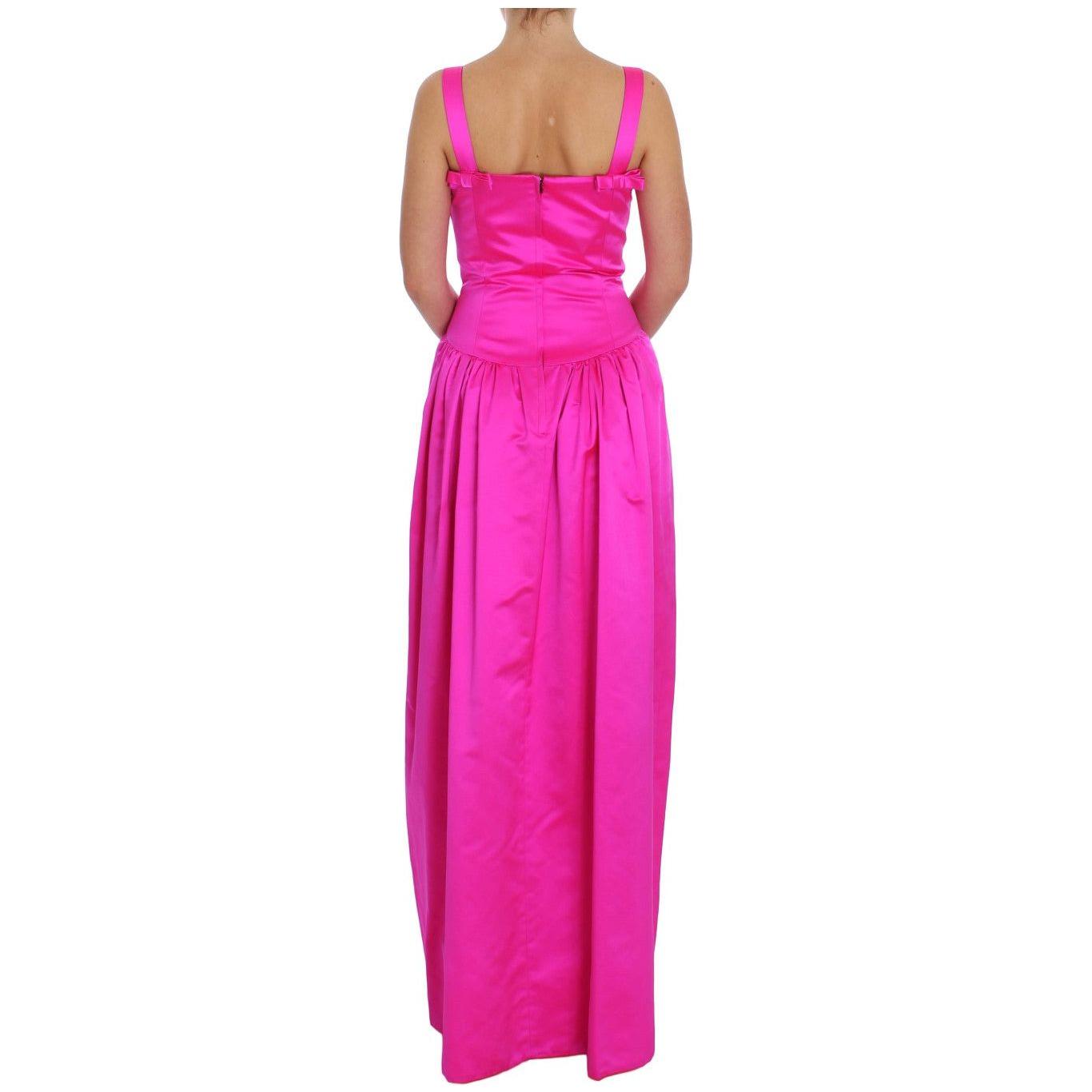 Dolce & Gabbana Elegant Silk Full Length Pink Sheath Dress Dolce & Gabbana Violet Red