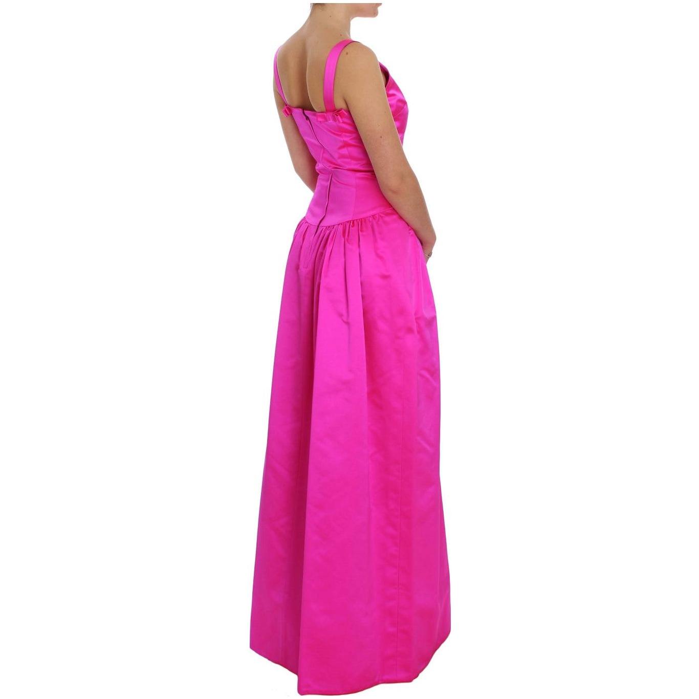Dolce & Gabbana Elegant Silk Full Length Pink Sheath Dress Dolce & Gabbana Violet Red