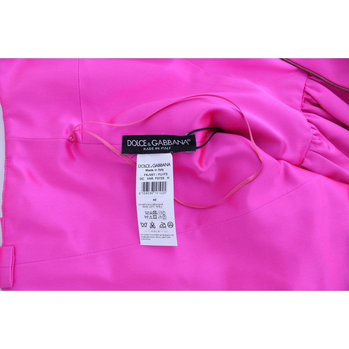 Dolce & Gabbana Elegant Silk Full Length Pink Sheath Dress Dolce & Gabbana Hot Pink