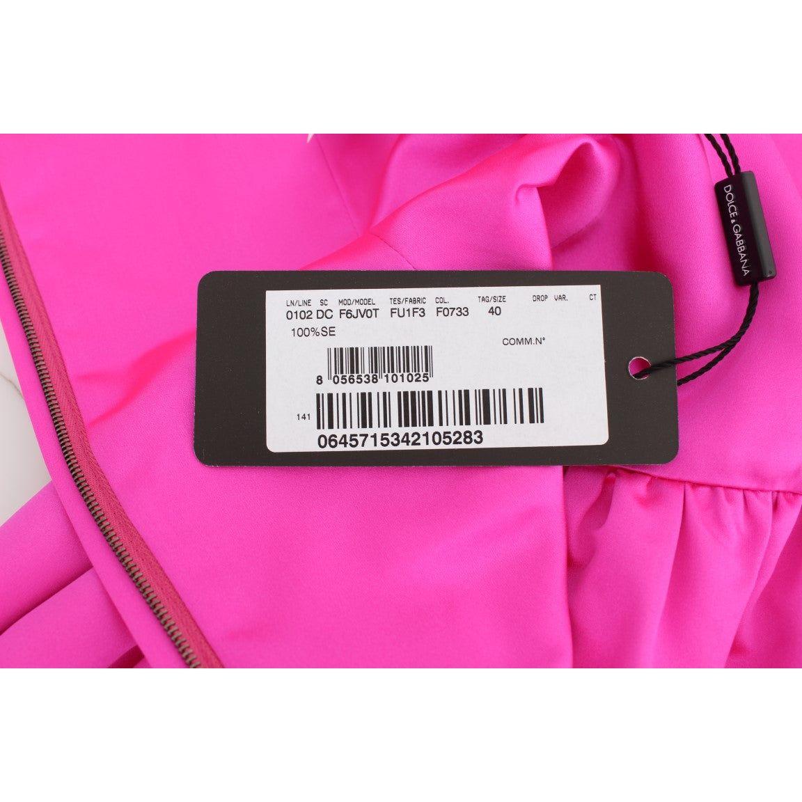 Dolce & Gabbana Elegant Silk Full Length Pink Sheath Dress Dolce & Gabbana Hot Pink