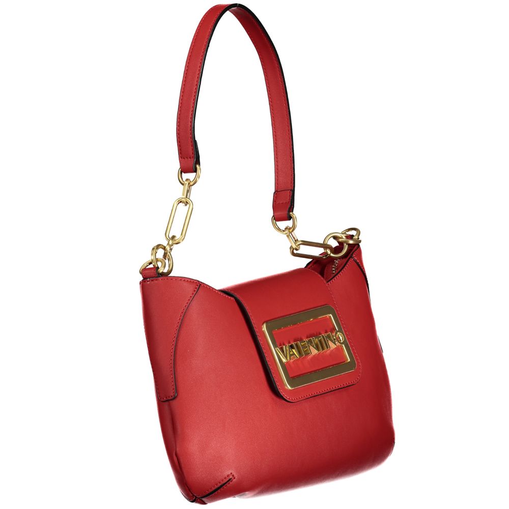 Mario Valentino Red Polyethylene Women Handbag with adjustable strap and logo detail.