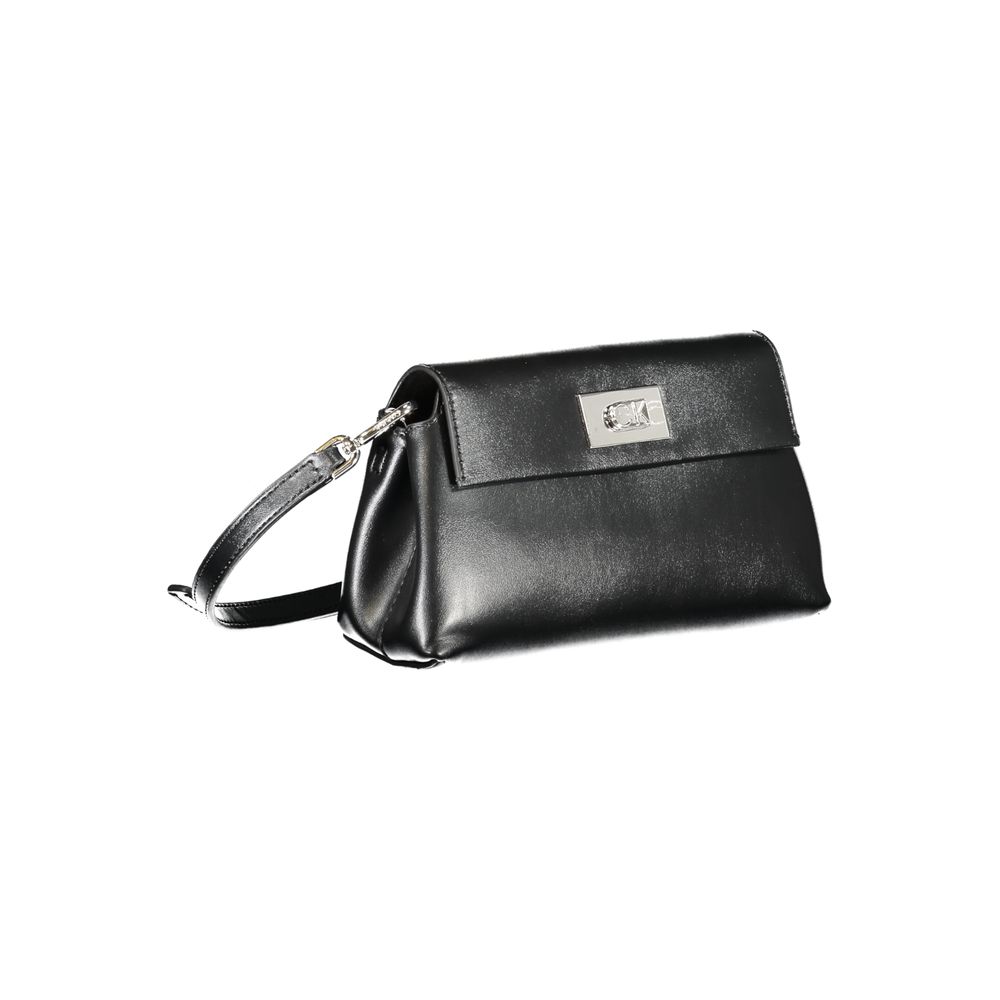 Calvin Klein Black Polyester Handbag with adjustable strap and snap closure