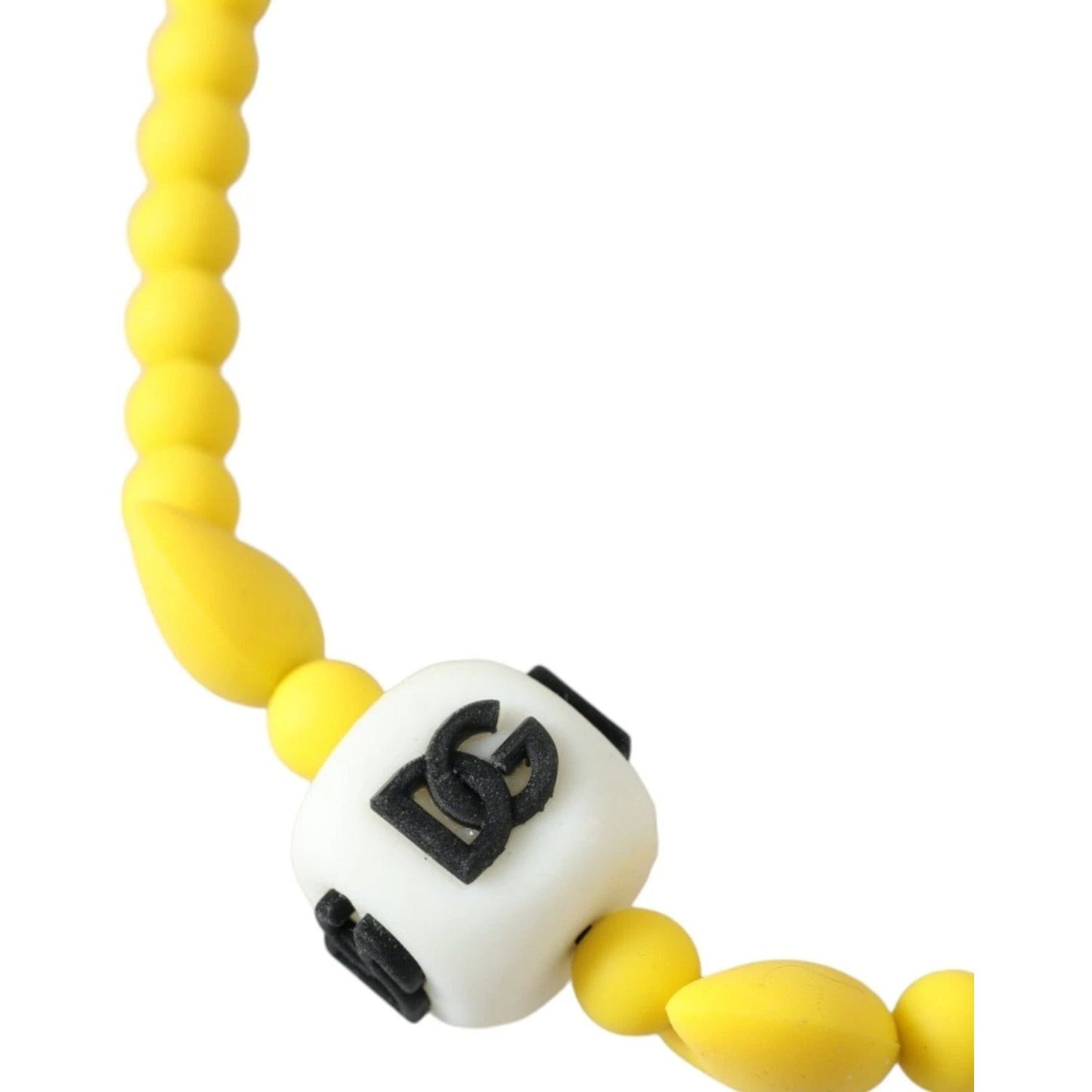 Dolce & Gabbana Yellow Beaded Chain DG Logo Charm Accessory Necklace SMY10323