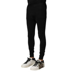 Dolce & Gabbana Black Nylon Elastic Logo Men Leggings Pants PAN75356-2