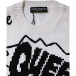 Dolce & Gabbana White Wool Knit Crew Neck Pullover Sweater