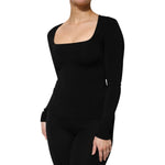 Dolce & Gabbana Black Square Neck Long Sleeves Pullover Top TSH90660-36