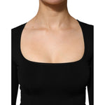 Dolce & Gabbana Black Square Neck Long Sleeves Pullover Top TSH90660-36