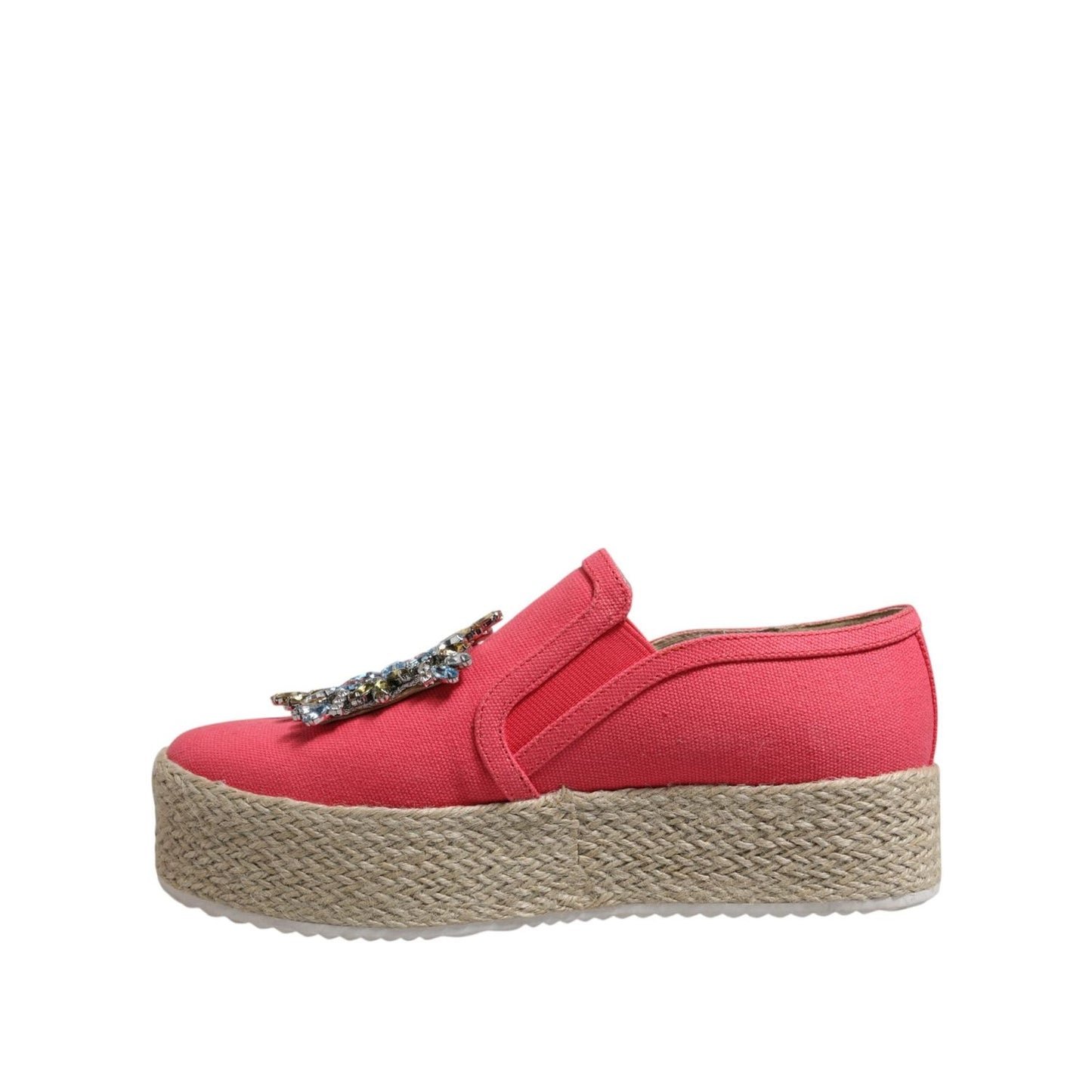Twinset Pink Canvas Crystal Embellished Slip On Shoes LA12555-36