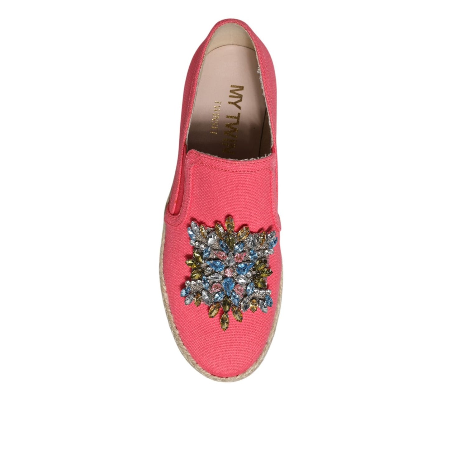 Twinset Pink Canvas Crystal Embellished Slip On Shoes LA12555-36