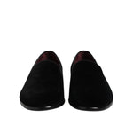 Dolce & Gabbana Black Velvet Slip On Loafers Formal Shoes MV7497-40