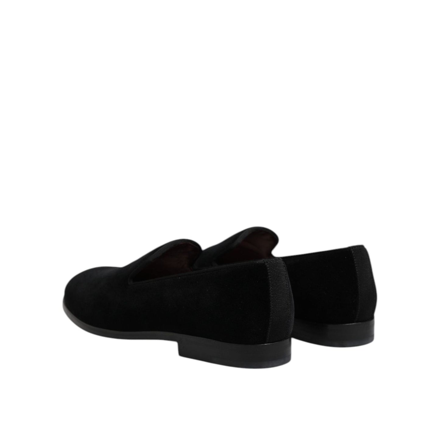 Dolce & Gabbana Black Velvet Slip On Loafers Formal Shoes MV7497-40
