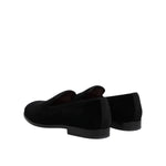Dolce & Gabbana Black Velvet Slip On Loafers Formal Shoes MV7497-40