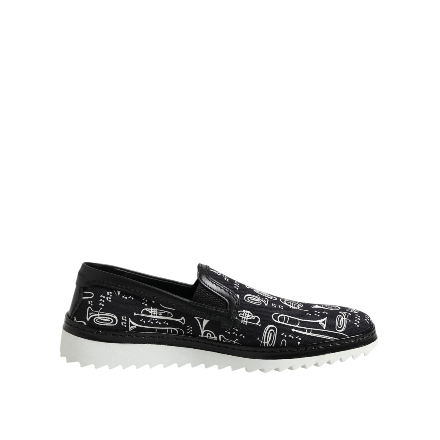 Dolce & Gabbana Black Slip On Printed Men Loafers Shoes MV7501-42.5