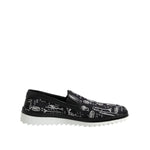 Dolce & Gabbana Black Slip On Printed Men Loafers Shoes MV7501-42.5