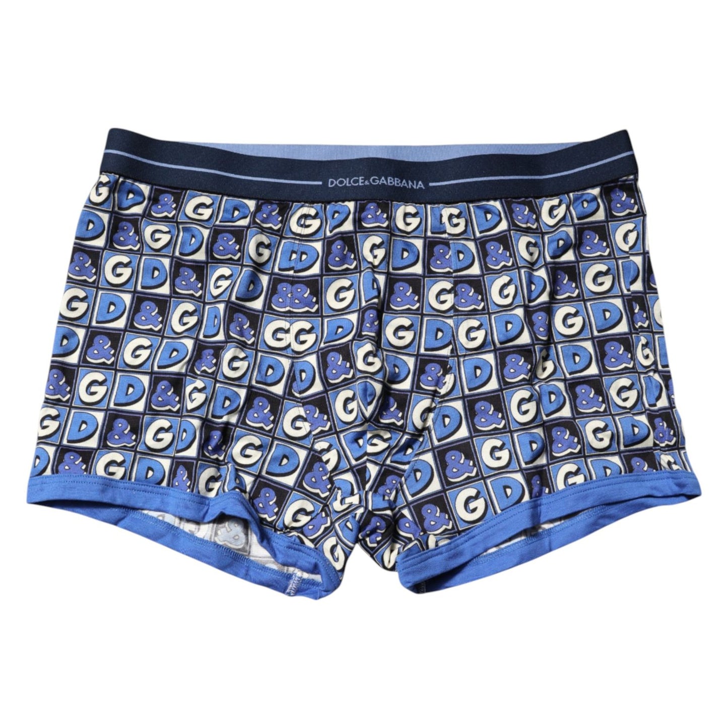Dolce & Gabbana Blue Cotton Logo Print Regular Boxer Underwear BIK1548-6