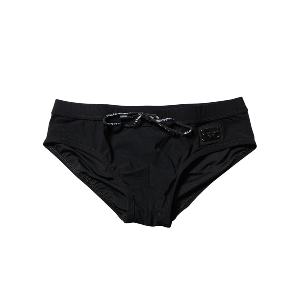 Dolce & Gabbana Black Logo Plaque Men Beachwear Brief Swimwear BIK1611-4