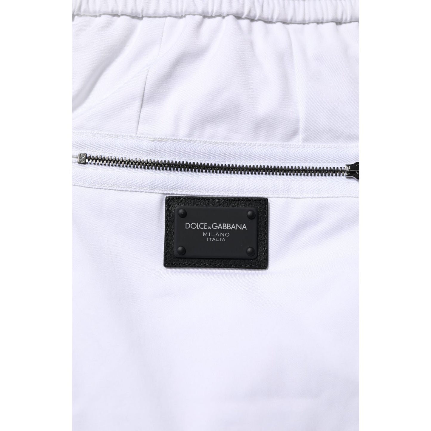 Dolce & Gabbana White Cotton Stretch Logo Men Jogger Pants