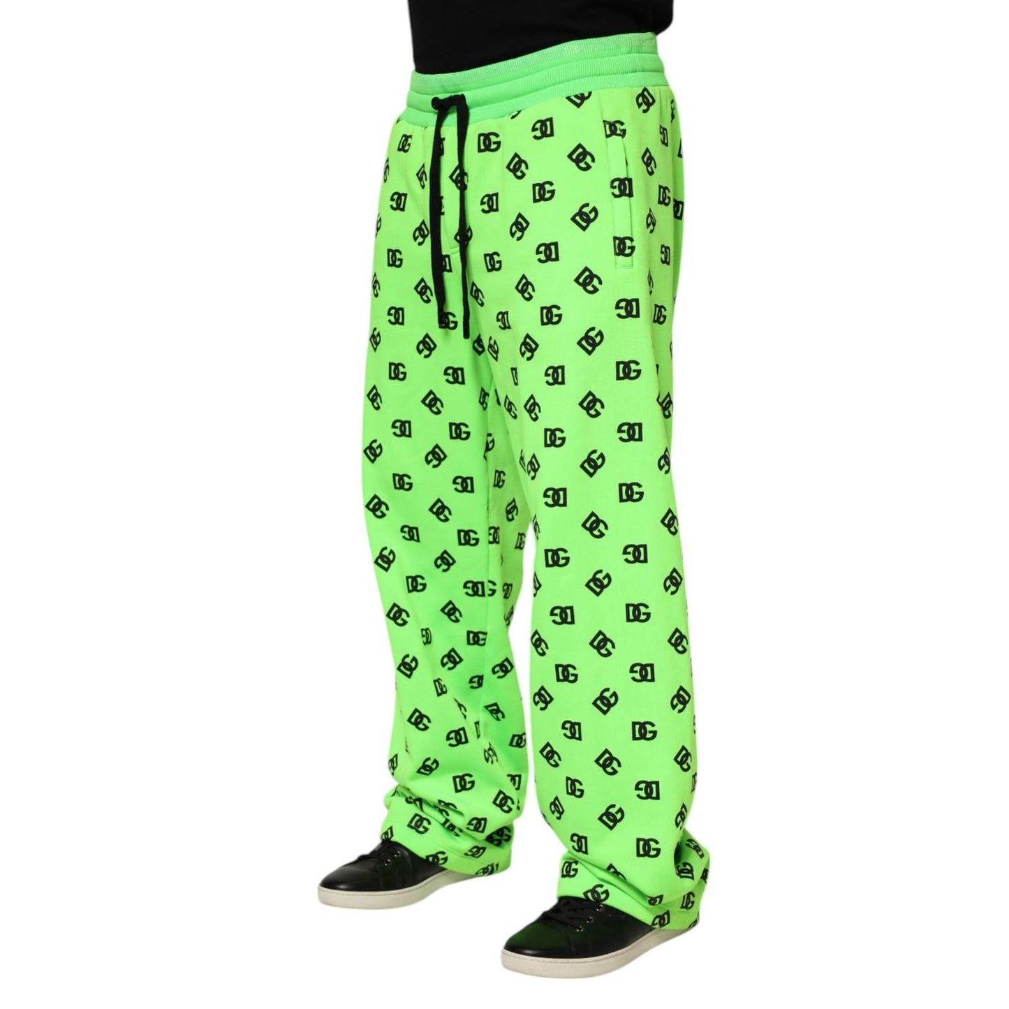 Dolce & Gabbana Green Logo Print Jogger Men Sweatpants Pants PAN76240-48