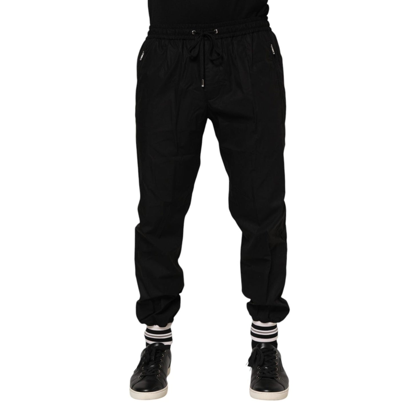 Dolce & Gabbana Black Cotton Logo Tape Men Jogger Pants PAN76248-52