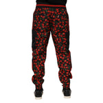 Dolce & Gabbana Black Red Cherry Print Men Sweatpants Pants PAN76273-48