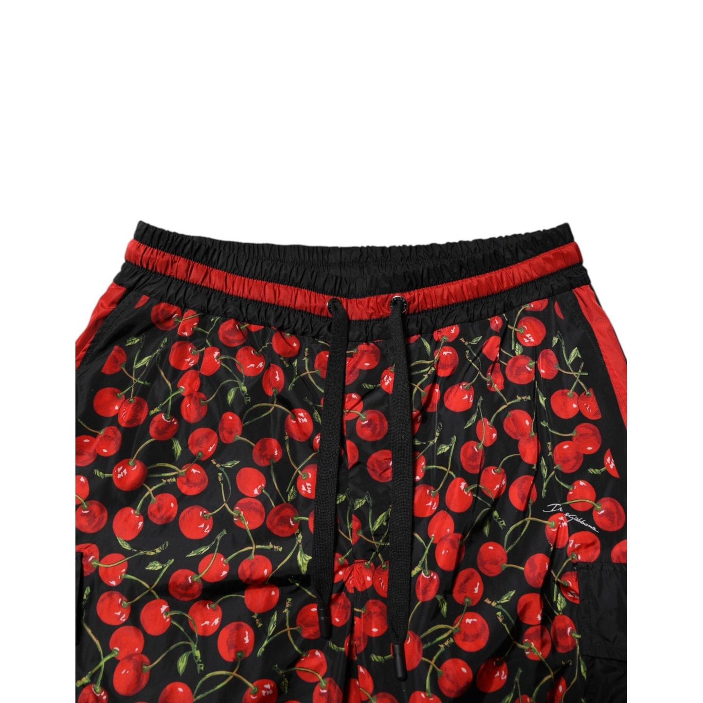 Dolce & Gabbana Black Red Cherry Print Men Sweatpants Pants PAN76273-48