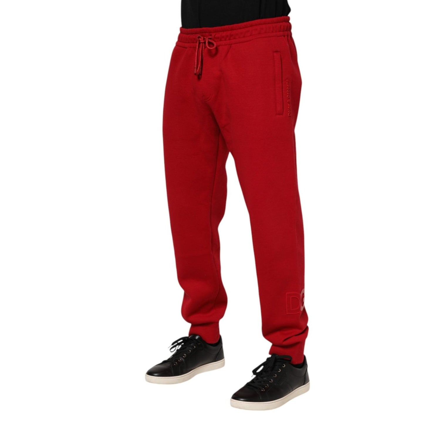 Dolce & Gabbana Red Cotton Logo Jogger Men Sweatpants Pants PAN76323-58