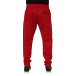 Dolce & Gabbana Red Cotton Logo Jogger Men Sweatpants Pants PAN76323-58