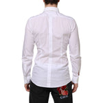 Dolce & Gabbana White Cotton GOLD Bib Poplin Formal Shirt TSH90582-39