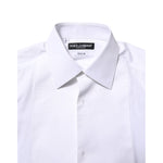 Dolce & Gabbana White Cotton GOLD Bib Poplin Formal Shirt TSH90585-38