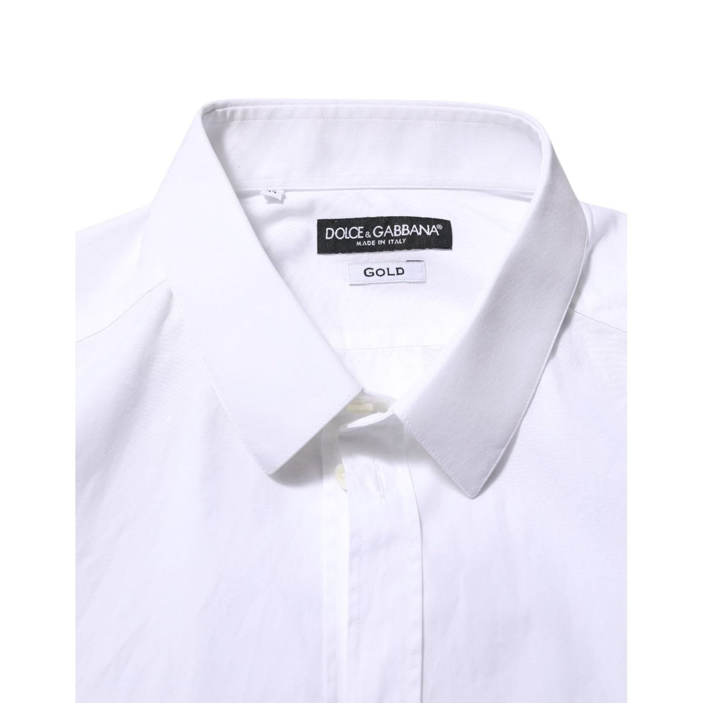Dolce & Gabbana White Cotton Long Sleeves GOLD Formal Shirt TSH90588-44