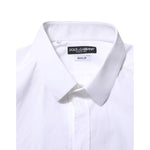 Dolce & Gabbana White Cotton Long Sleeves GOLD Formal Shirt TSH90588-44