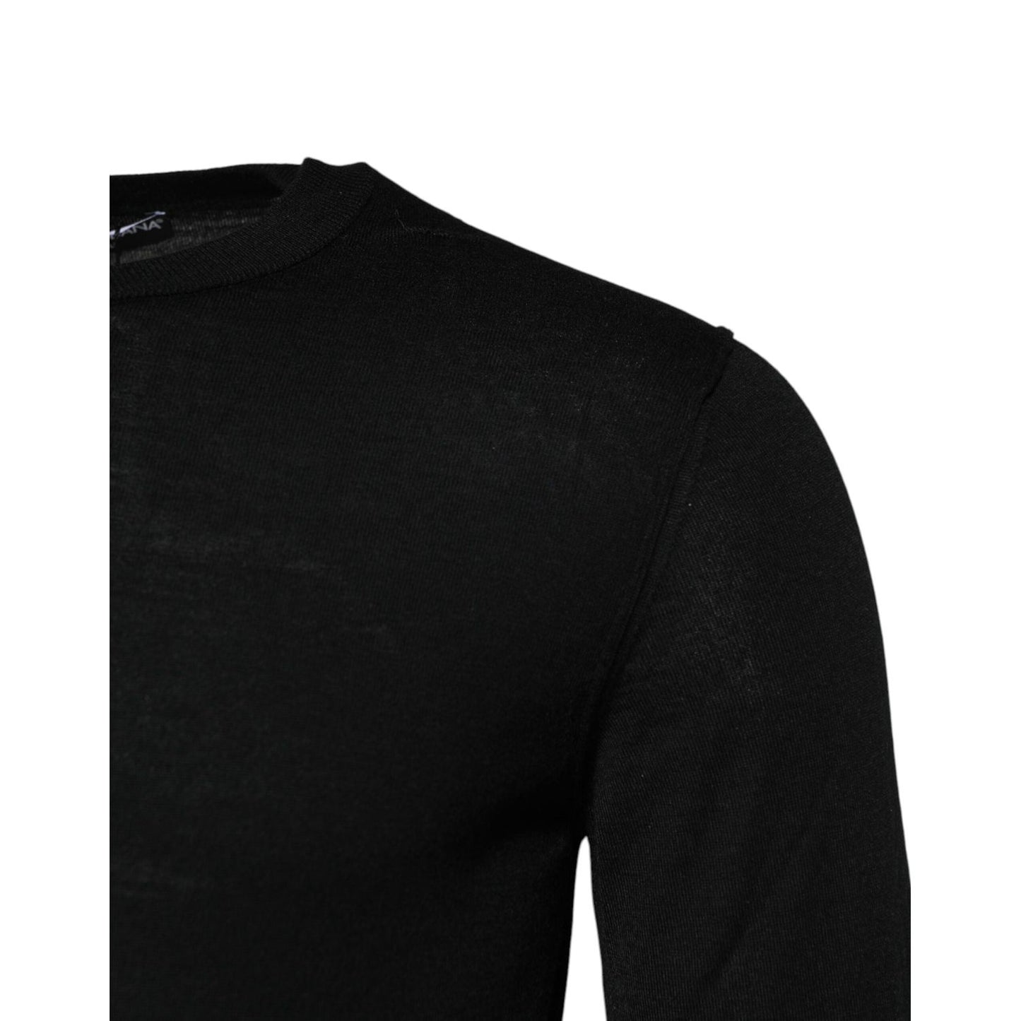 Dolce & Gabbana Black Cashmere Crew Neck Long Sleeves T-shirt TSH906967-46