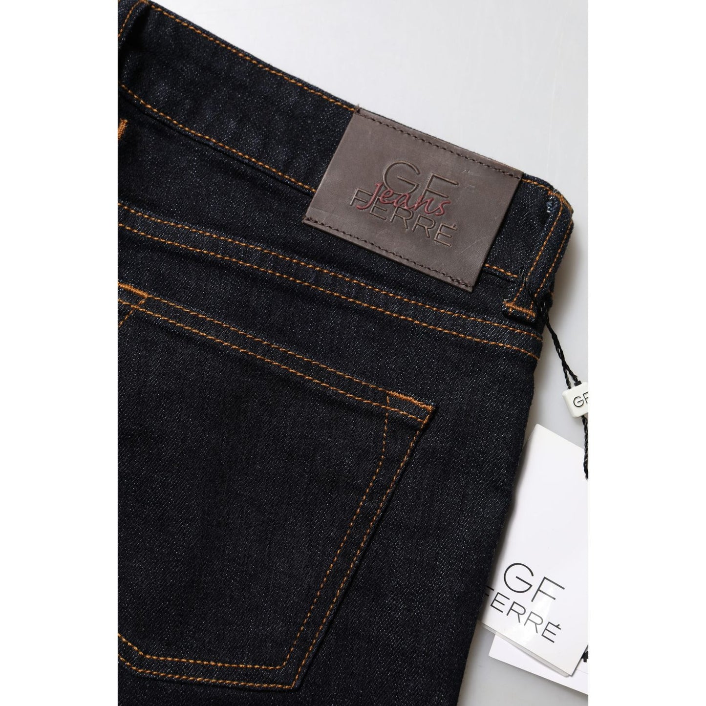 GF Ferre Dark Blue Cotton Mid Waisted Skinny Denim Jeans