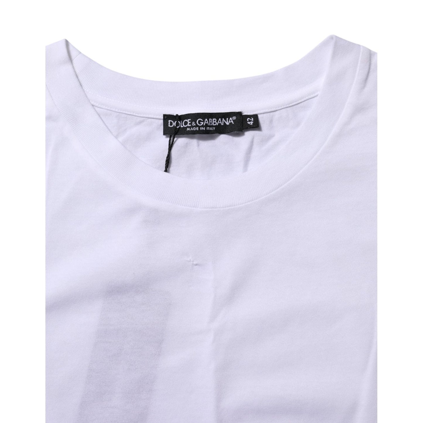 Dolce & Gabbana White Cotton Round Neck Short Sleeves T-shirt TSH906748-42