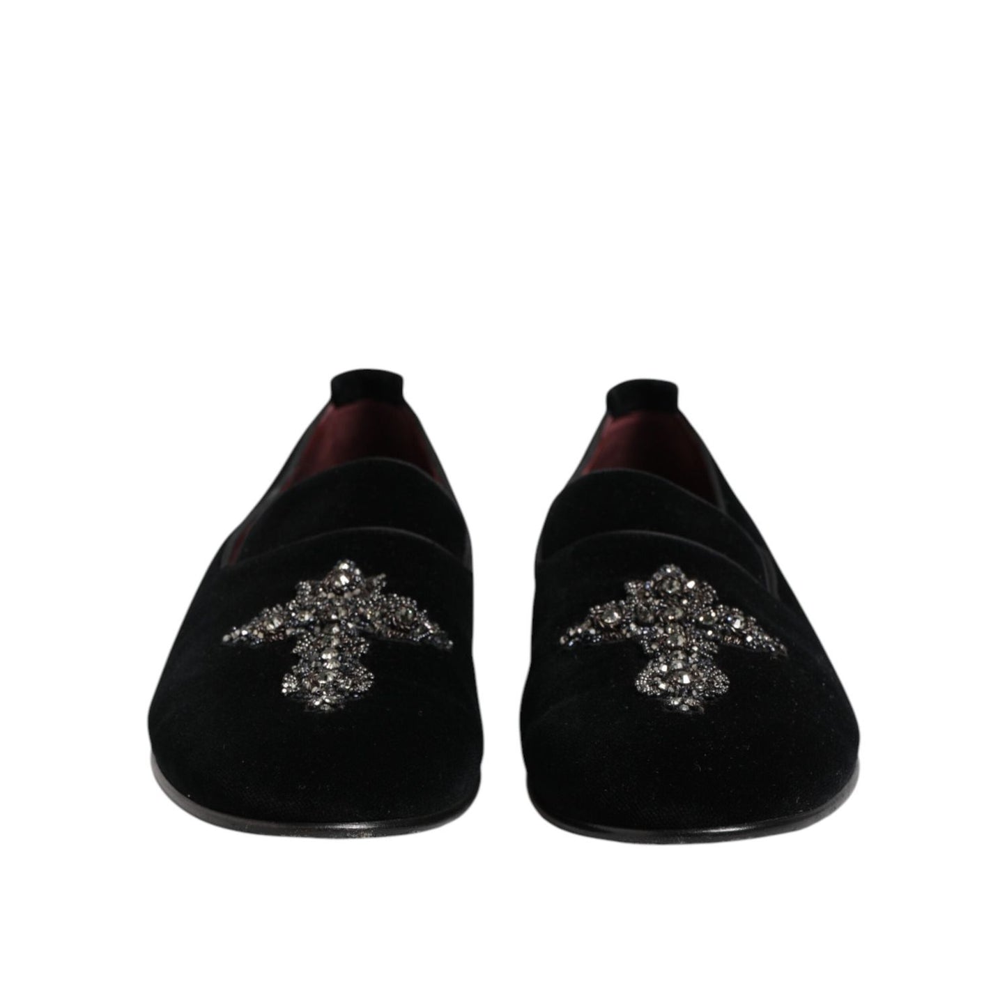 Dolce & Gabbana Black Velvet Crystal Crown Formal Dress Shoes MV7494-45