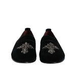 Dolce & Gabbana Black Velvet Crystal Crown Formal Dress Shoes MV7494-45