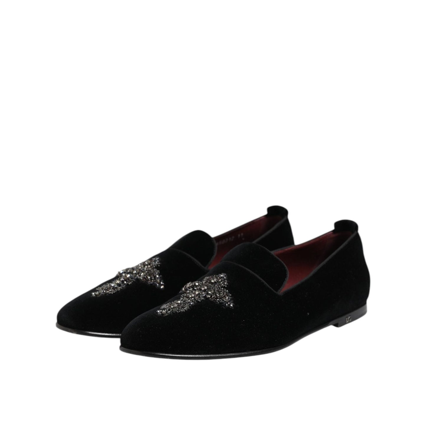 Dolce & Gabbana Black Velvet Crystal Crown Formal Dress Shoes MV7494-45