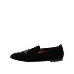 Dolce & Gabbana Black Velvet Crystal Crown Formal Dress Shoes MV7494-45