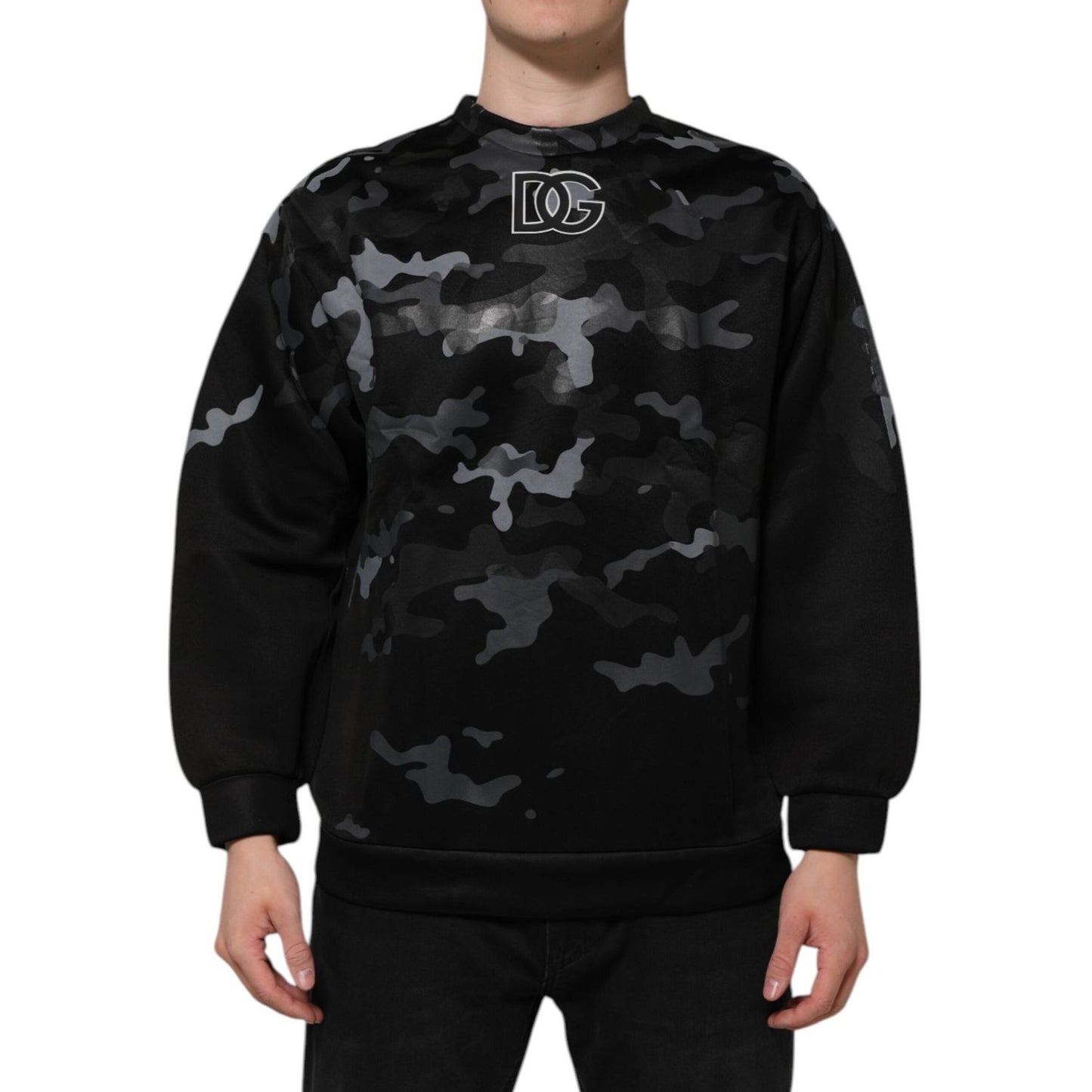 Dolce & Gabbana Black Camouflage Pullover Sweatshirt Sweater TSH906976-44