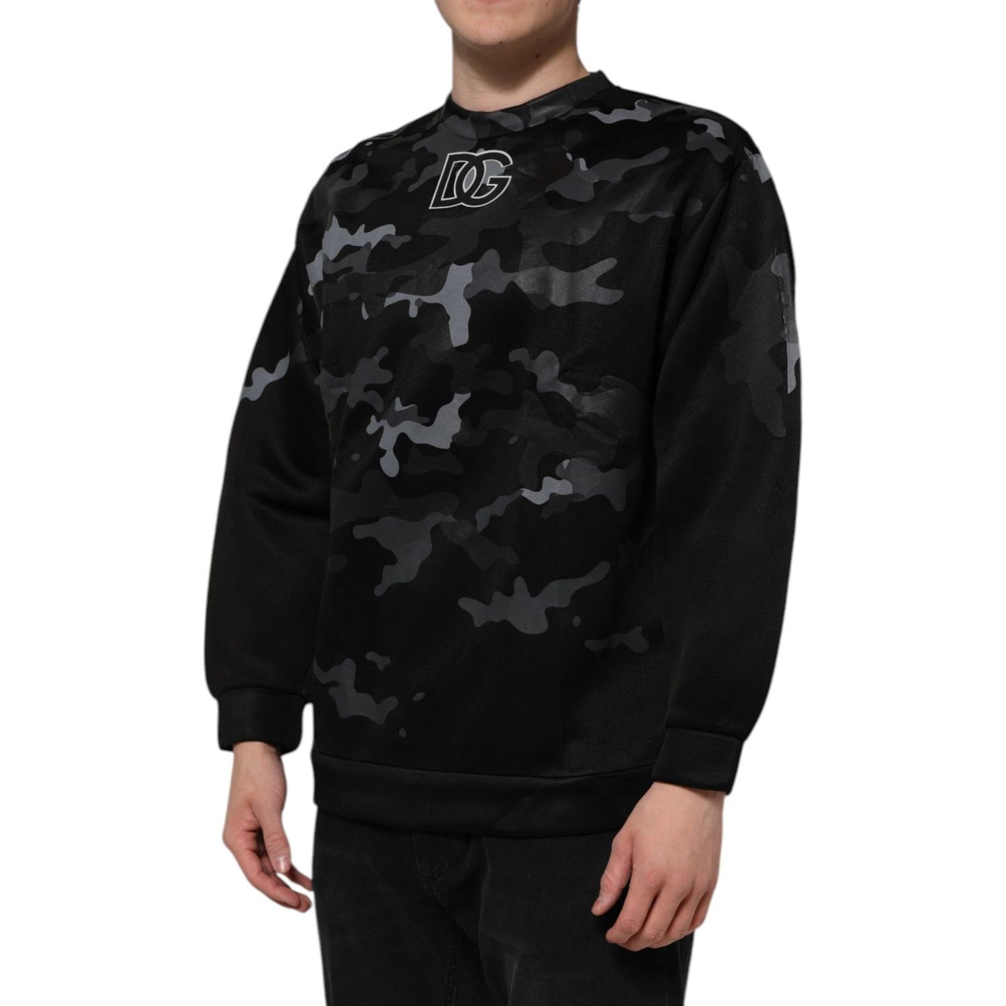 Dolce & Gabbana Black Camouflage Pullover Sweatshirt Sweater TSH906976-44