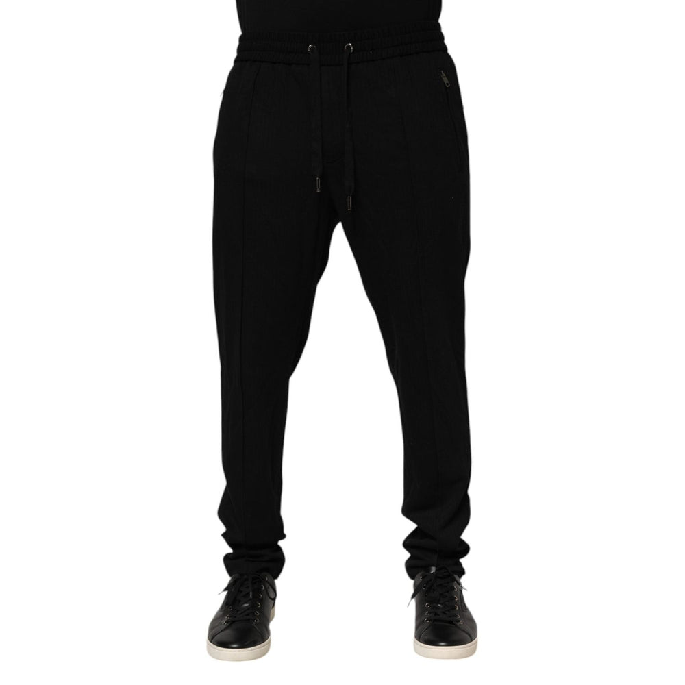 Dolce & Gabbana Black Viscose Skinny Logo Men Jogger Pants PAN76423-54